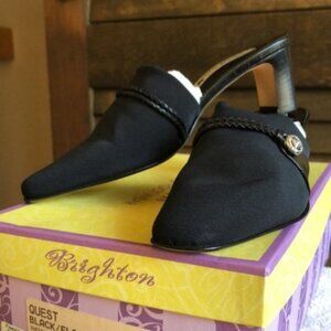 Brighton Black Heeled Mules
